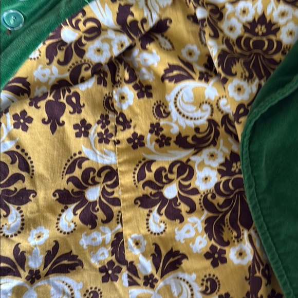 Girls Green Velvet  Jacket with Orange Buttons - Picture 3 of 4